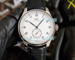 Copy IWC Schaffhausen Portuguese White Dial Black Leather Watch 40MM